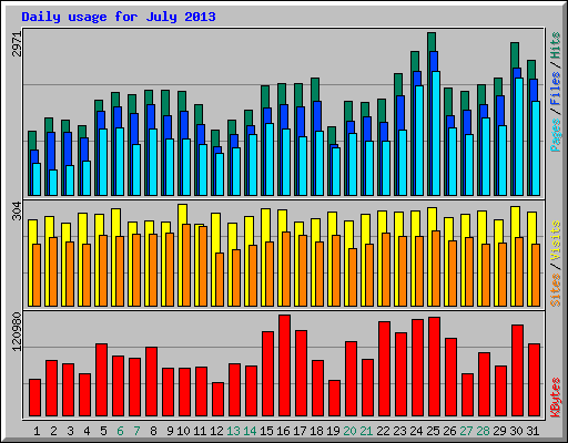 Daily usage for July 2013