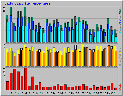 Daily usage for August 2013