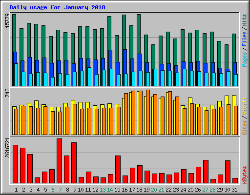 Daily usage for January 2018