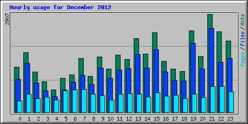 Hourly usage for December 2012